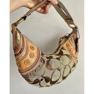 Vintage Coach Pink Signature Soho Studded Hobo Boho 2000's Bag Southwest Y2K